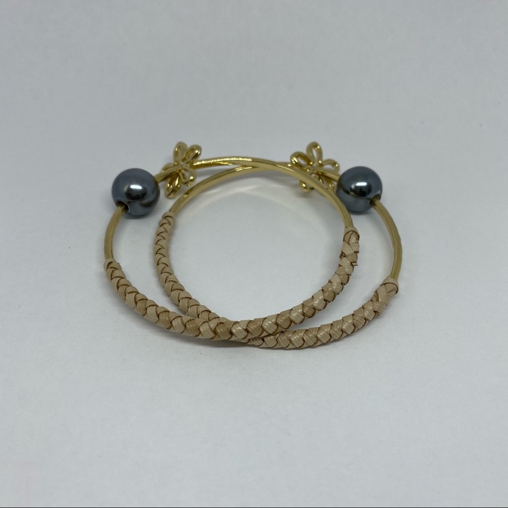 Hamilton Gold Hammered Lauhala Woven Bangle